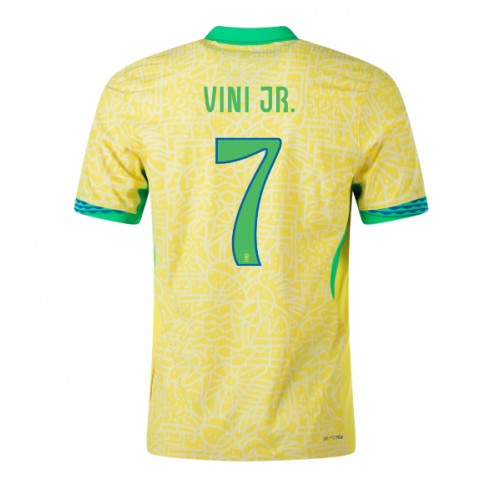 Fotballdrakt Herre Brasil Vinicius Junior #7 Hjemmedrakt Copa America 2024 Kortermet